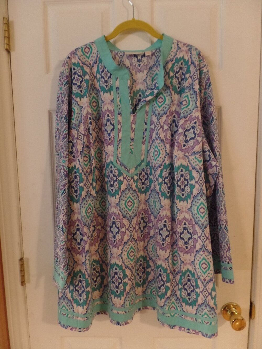 Bellisima by Kim Gravel 3X 22 24 26 Teal Sea Glass Boutique Ribbon Trim Tunic